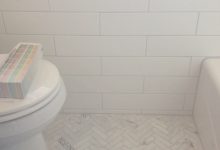 Herringbone Tile Floor Bathroom