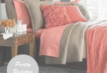 Taupe And Coral Bedroom