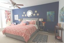 Navy White And Coral Bedroom