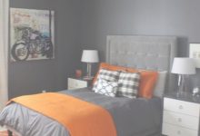 Grey And Orange Bedroom Design
