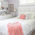 Gray And Coral Bedroom