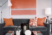 Gray And Orange Living Room