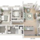 2 Bedroom Apartment Floor Plans 3D