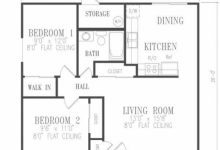2 Bedroom Hall Kitchen House Plans