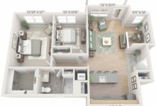 2 Bedroom Floor Plans 3D