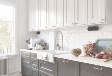 Kitchen Dark Lower Cabinets White Upper