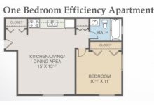 One Bedroom Efficiency Floor Plans
