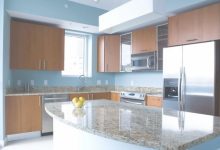 Blue Kitchen Walls With Brown Cabinets