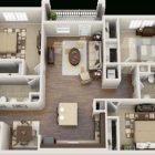 3 Bedroom Apartment Floor Plans 3D