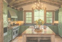 Rustic Green Kitchen Cabinets