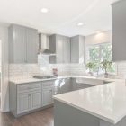 Grey Kitchen Cabinets With White Countertops