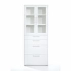 Tall White Cabinet With Glass Doors